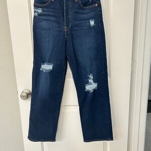 Levi's Ribcage straight ankle Dark Blue Distressed Straight Leg Jeans